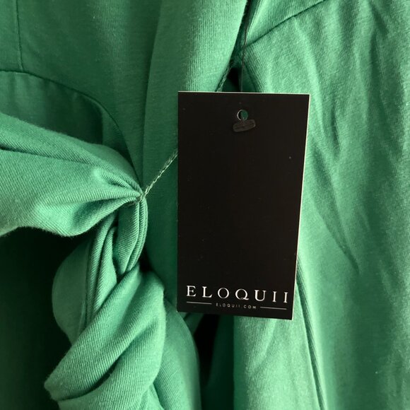 This NWT Eloquii Women's Plus Knot Front Pleated Skirt Dress in Gulf Coast Green - Picture 2 of 4